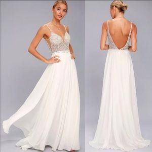 Stunning, white Lulus gown, beaded top